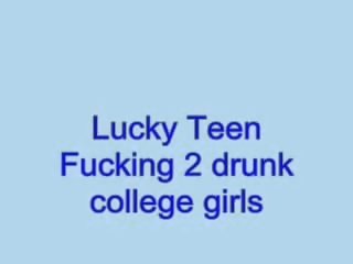 Lucky teenager fucking 2 drunk college girls at the same ti Video