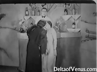 Clássicos porno 1930s - duas raparigas e um gajo sexo a três - nudismo barra